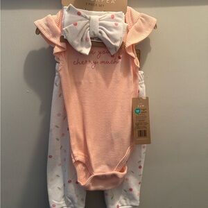 Chick Pea Peach and White Kids Matching Set